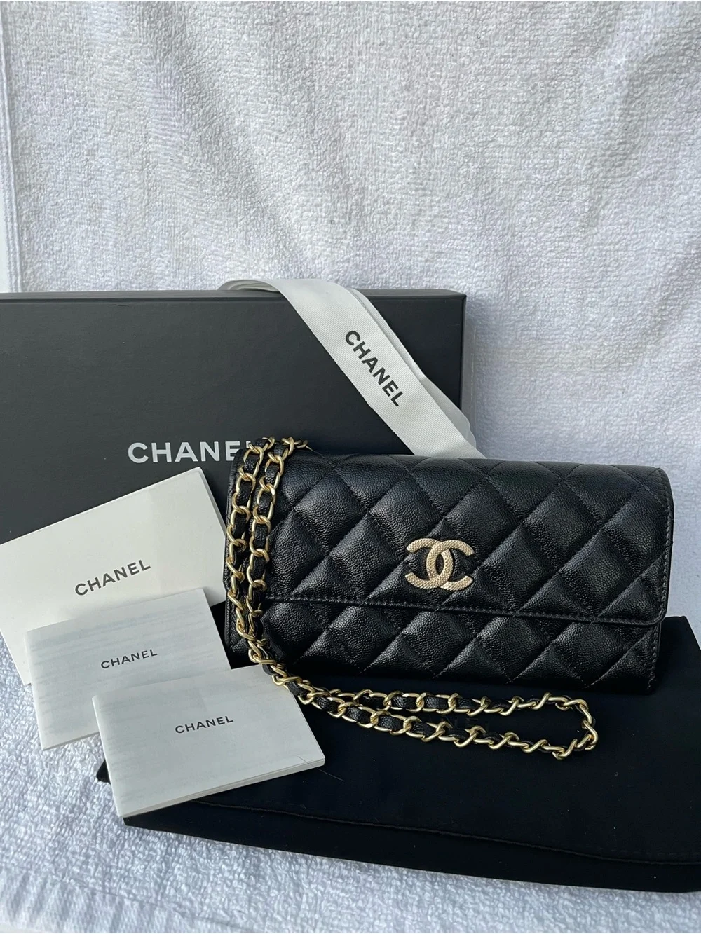 🖤Black Chanel  Caviar flap long wallet